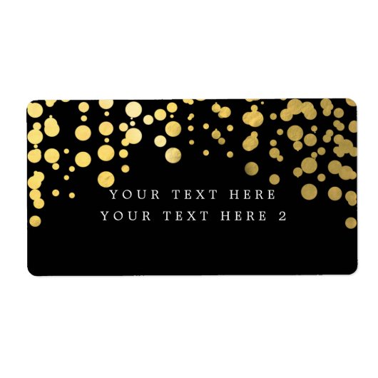 Black & Gold Foil Confetti Modern Package Label (Vorne)