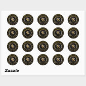 Black Gold Foil Confetti | Monogramm-Gastgeschenk  Runder Aufkleber (Blatt)