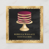 Black Gold Foil Custom Burgundy Kuchen Bäckerei Quadratische Visitenkarte (Vorderseite)