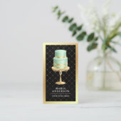 Black Gold Foil Custom Minze Green Cake Bäckerei Visitenkarte (Stehend Vorderseite)
