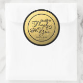 Black & Gold Foil DANK IHNEN Hochzeitsaufkleber ti Runder Aufkleber (Tasche)