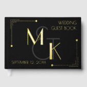 Black Gold Foil Gatsby Wedding Gästebuch der 20er (Vorderseite)