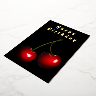 Black Gold Foil Geburtstagskarte mit Red Cherry Folien Feiertagskarte
