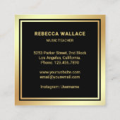 Black Gold Foil Geige Musiklehrer Violinist Quadratische Visitenkarte (Rückseite)