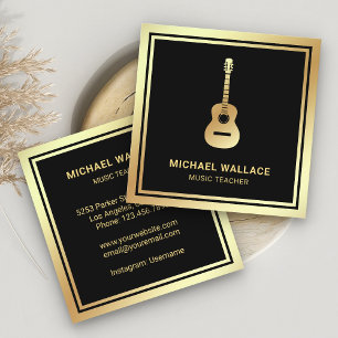 Black Gold Foil Gitarre Dozent Gitarre Quadratische Visitenkarte