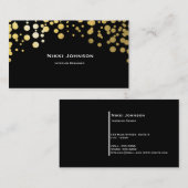 Black Gold Foil Glam Confetti Dots Business Card Visitenkarte (Vorne/Hinten)