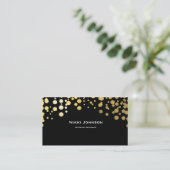 Black Gold Foil Glam Confetti Dots Business Card Visitenkarte (Stehend Vorderseite)
