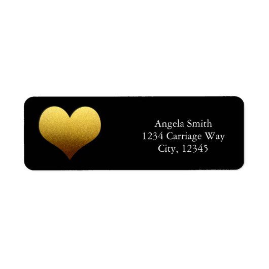 Black & Gold Foil Heart Aufkleber Adressenaufklebe (Vorne)