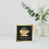 Black Gold Foil Kaffee-Kaffee-Café Quadratische Visitenkarte (Stehend Vorderseite)