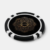 Black Gold Foil Mandala Boho Wedding Monogram Pokerchips (Einzeln)