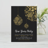 Black & Gold Foil Modernes Silvester Party Einladung (Stehend Vorderseite)