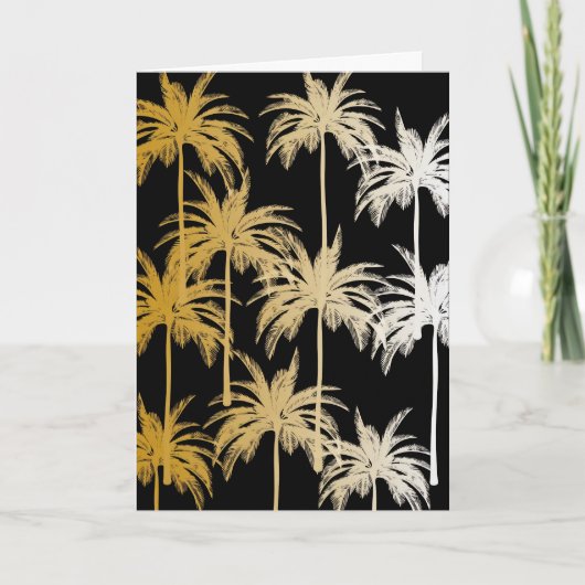 Black Gold Foil Palm Tree Print Greeting Card Karte (Vorderseite)