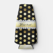 Black Gold Foil Polka Dots Diamonds Flaschenkühler (Vorderseite)