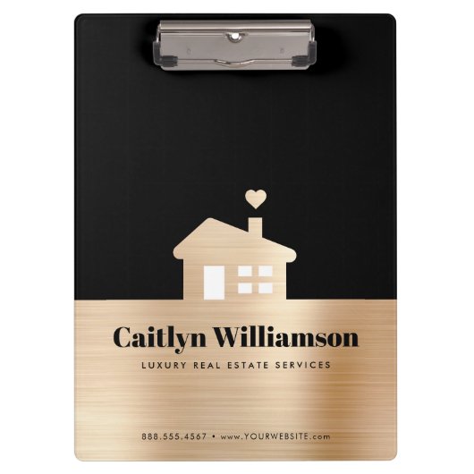 Black Gold Foil Real Anwesen Broker Agent House Klemmbrett (Vorderseite)