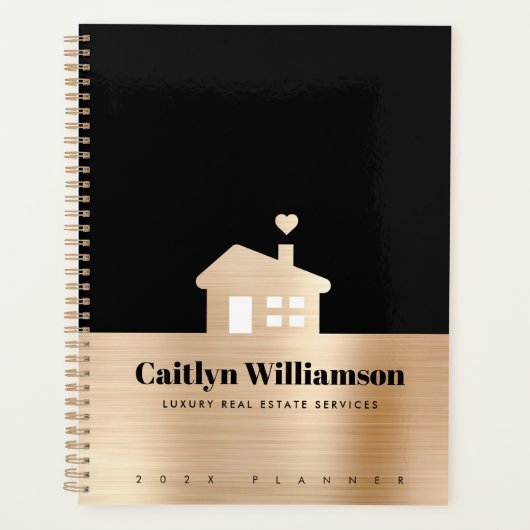 Black Gold Foil Real Anwesen Broker Agent House Planer (Vorderseite)