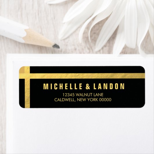 Black+Gold Foil-Rücksendeadressen-Aufkleber | ABWE (Insitu)