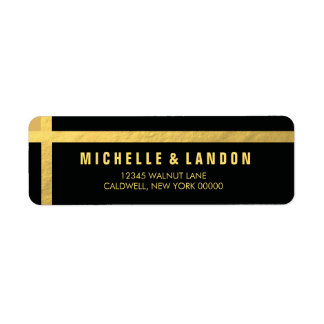 Black+Gold Foil-Rücksendeadressen-Aufkleber | ABWE