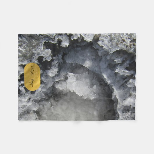 Black Gold Foil Sea Crystals Signature Script Fleecedecke (Vorderseite (Horizontal))