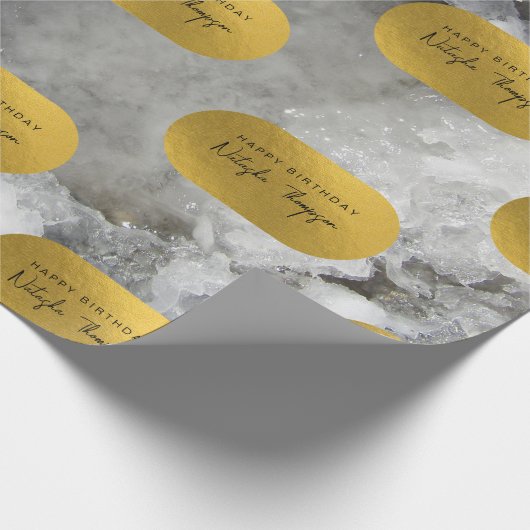 Black Gold Foil Sea Crystals Signature Script Geschenkpapier (Ecke)