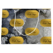 Black Gold Foil Sea Crystals Signature Script Große Geschenktüte (Vorderseite)