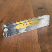 Black Gold Foil Sea Crystals Signature Script Namensplakette (Seite)