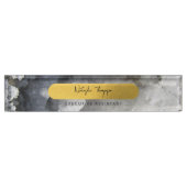 Black Gold Foil Sea Crystals Signature Script Namensplakette (Vorderseite)