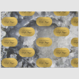 Black Gold Foil Sea Crystals Signature Script Seidenpapier