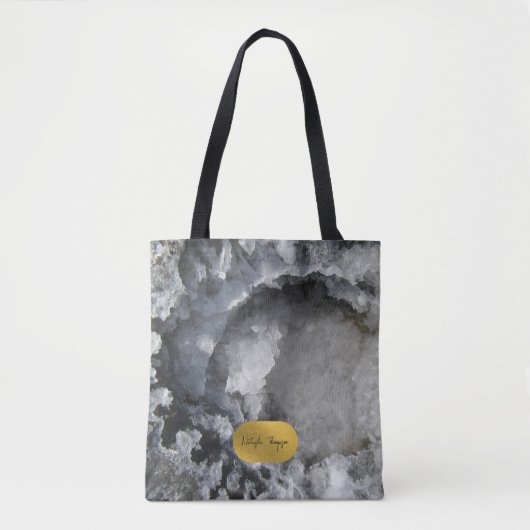 Black Gold Foil Sea Crystals Signature Script Tasche (Vorderseite)