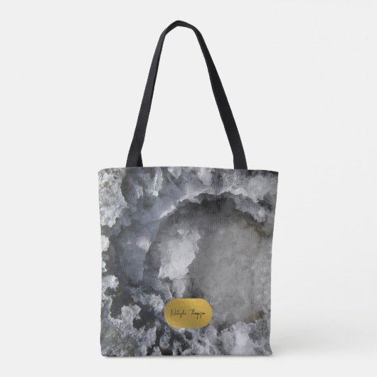 Black Gold Foil Sea Crystals Signature Script Tasche (Rückseite)