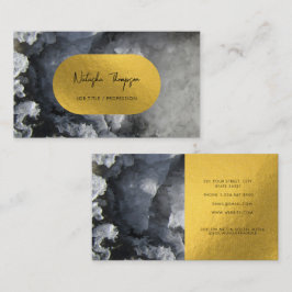 Black Gold Foil Sea Crystals Signature Script Visitenkarte