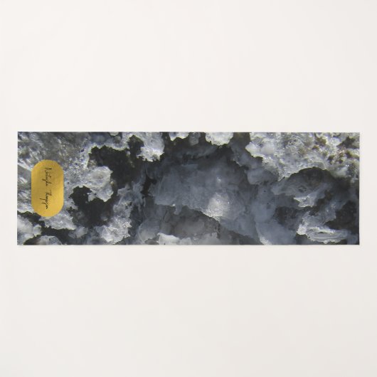 Black Gold Foil Sea Crystals Signature Script Yogamatte (Vorderseite (Horizontal))