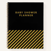 Black Gold Foil Streifen Moderne Baby Showplaner Notizblock (Vorderseite)