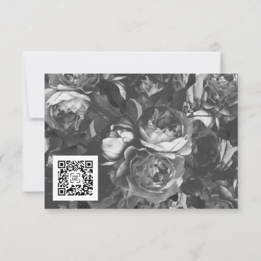 Black Gold Foil Strip QR CODE BACK Wedding RSVP Karte (Rückseite)