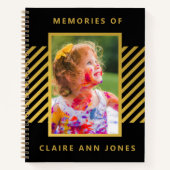 Black Gold Foil Stripes Child Memory Notebook Notizblock (Vorderseite)