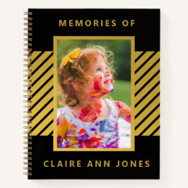 Black Gold Foil Stripes Child Memory Notebook Notizblock