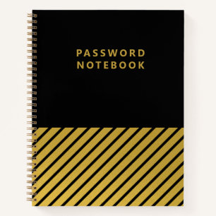 Black Gold Foil Stripes Stilvolles Passwort-Notebo Notizblock