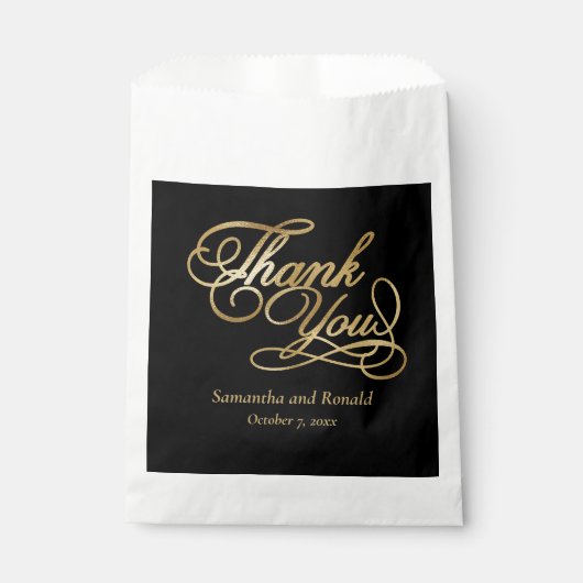 Black & Gold Foil Vielen Dank für Ihre kalligraphi Geschenktütchen (Vorderseite)
