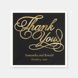 Black & Gold Foil Vielen Dank für Ihre kalligraphi Serviette