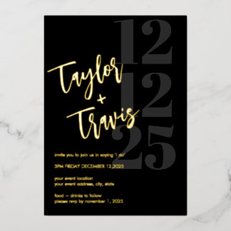 Black & Gold Foil Wedding/Verlobung Einladung