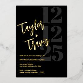Black & Gold Foil Wedding/Verlobung Einladung