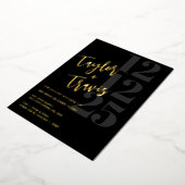 Black & Gold Foil Wedding/Verlobung Einladung (Gedreht)