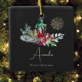 Black Gold Foliage Lantern Moderne frohe Weihnacht Keramikornament