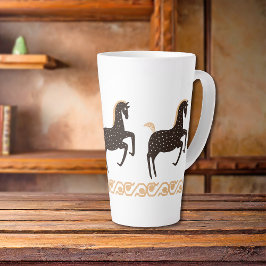 Black Gold Folk Art Gepunktetes Pferd Milchtasse