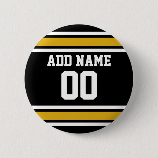 Black Gold Football Jersey Individuelle Name Numme Button (Vorderseite)