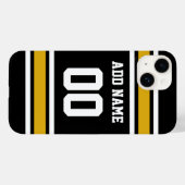 Black Gold Football Jersey Individuelle Name Numme Case-Mate iPhone Hülle (Rückseite (Horizontal))