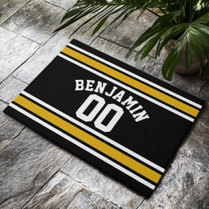 Black Gold Football Jersey Individuelle Name Numme Fußmatte