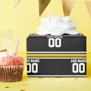 Black Gold Football Jersey Individuelle Name Numme Geschenkpapier