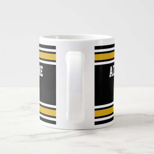 Black Gold Football Jersey Individuelle Name Numme Jumbo-Tasse (Rückseite)