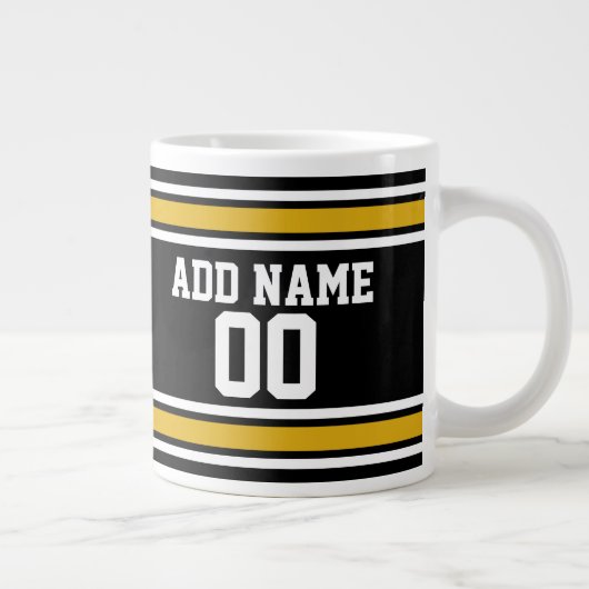 Black Gold Football Jersey Individuelle Name Numme Jumbo-Tasse (Rechts)
