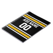 Black Gold Football Jersey Individuelle Name Numme Notizblock (Linke Seite)